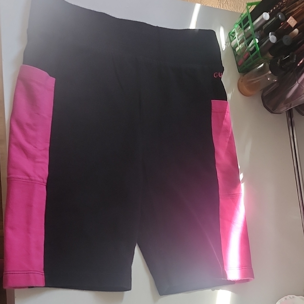 GUESS Women's Black and Pink Bike Shorts